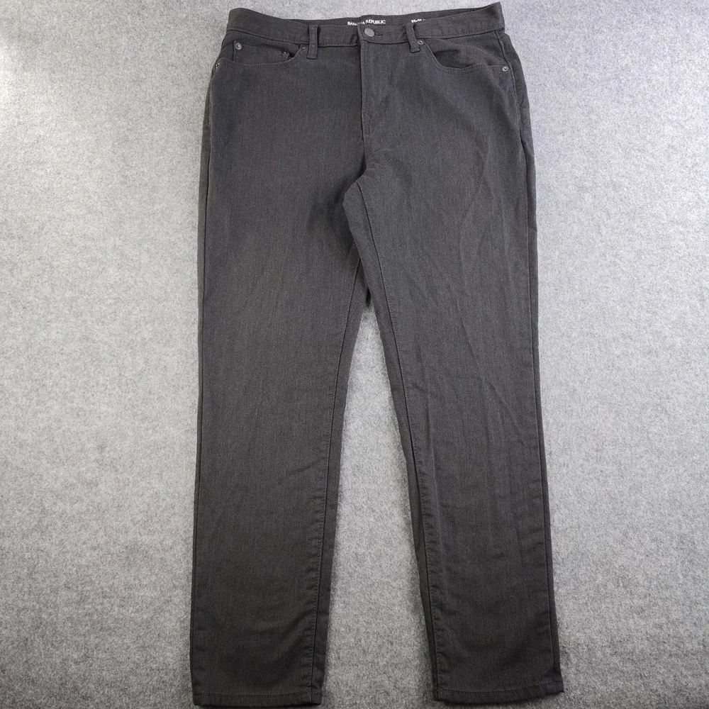 Banana Republic Traveler Jeans Mens 33x30 Athletic Fit Black Dark Gray Solid